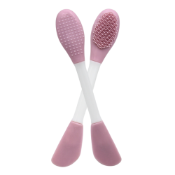 Spatule & brosse visage à double face rose