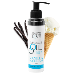 Huile de Massage Comestible 100 % Naturelle Glace à la Vanille 100 ml - Sezmar