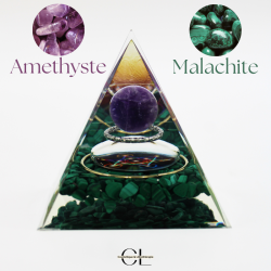 Orgonite pyramide Amethyste & Malachite Métatron
