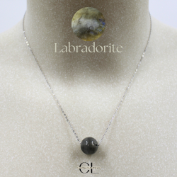 Collier en argent 925  avec pierre Labradorite A+ Boule 12mm